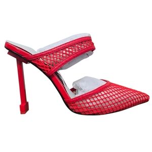 Jessica Rich Red Ysabelle Stiletto Pointed Fishnet Mesh Toe Pump  Sz EU 40 US 10